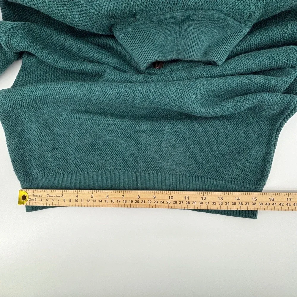 Tommy Bahama Mens Teal Green Cotton Silk Cashmere Quarter Zip Sweater Small